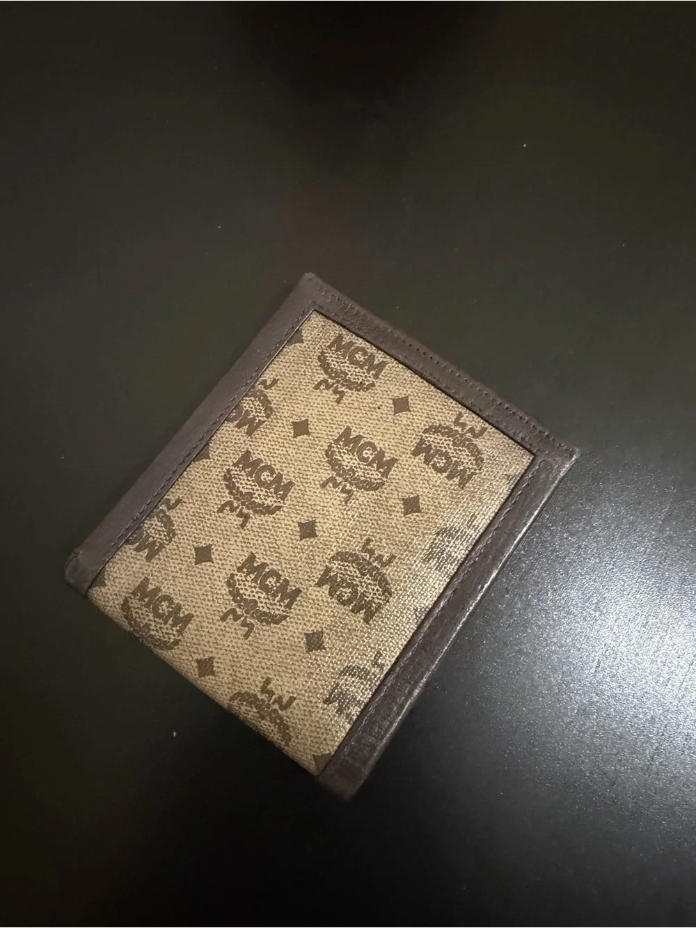 MCM Brown Monogram Canvas Bi-Fold Wallet
